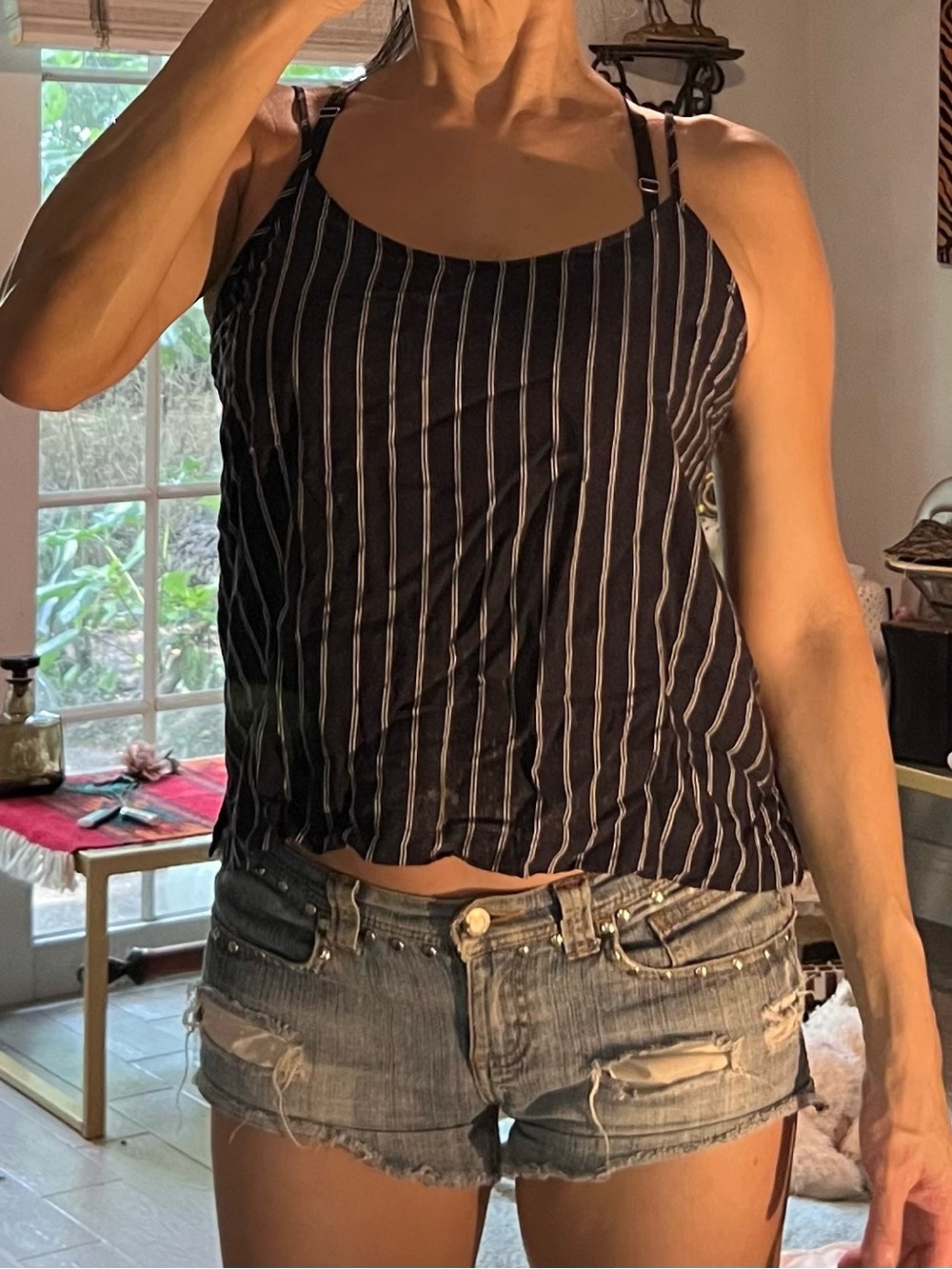 Striped Black Spaghetti Strap Tank Top Forever 21